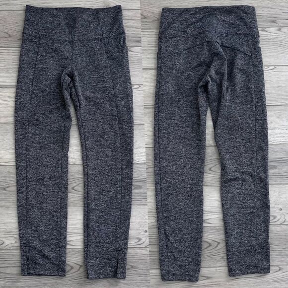 Athleta Women Size XS Gray Herringbone Mercer Pullon Tights Leggings Pockets Gym - Picture 1 of 11